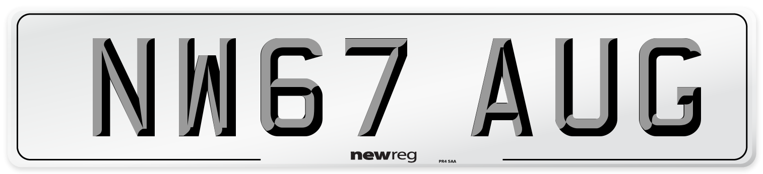 NW67 AUG Number Plate from New Reg
